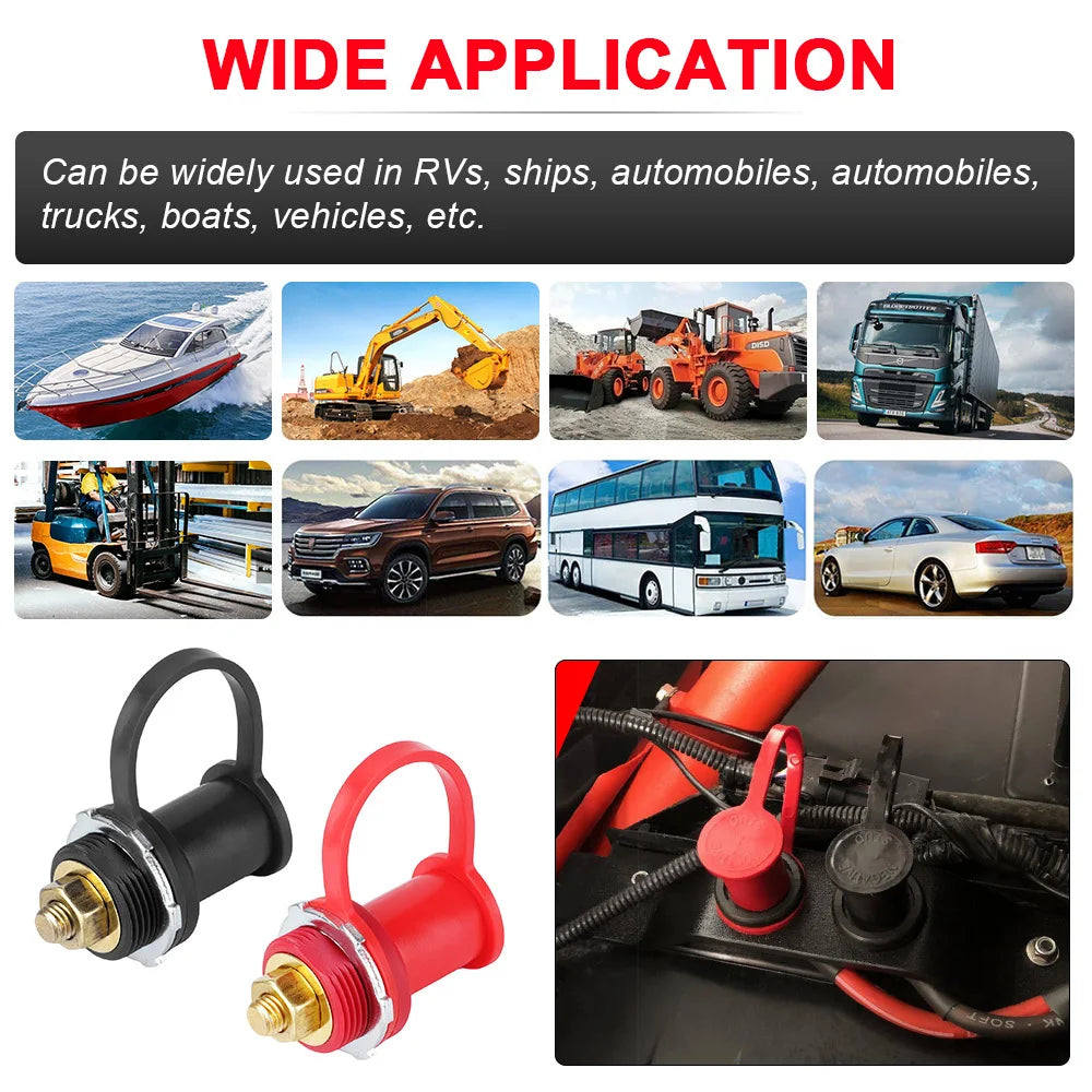 Pair of Universal Battery Charger Post 3/8" Studs Junction Posts 250A 12V DC Premium Remote Battery Terminals