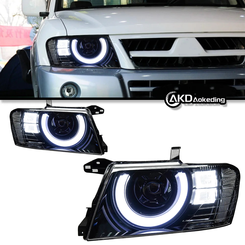 Pajero gen3 LED Headlight 2000-2006 DRL Turn Signal High Beam Angel Signal