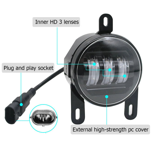 Fog Lights LED Clear Driving Lamp for Mitsubishi Pajero Montero gen 3 2001-2006 White + Yellow DRL