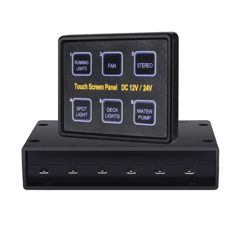 12V/24V 6 Gang LED Switch Panel Slim Touch Circuit Control Panel Box Touch Screen Switches Panel for Car Marine Caravan