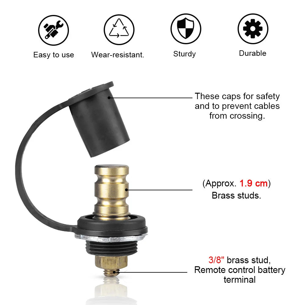 Pair of Universal Battery Charger Post 3/8" Studs Junction Posts 250A 12V DC Premium Remote Battery Terminals