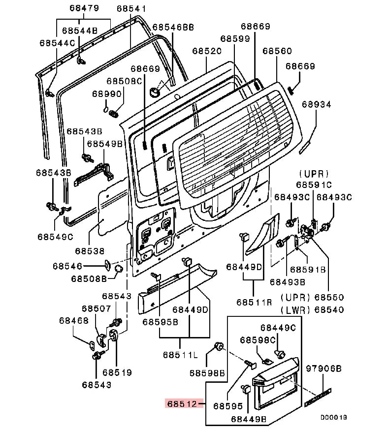 2003-2006 Silver Rear Door Licence Board Pajero Montero V73.