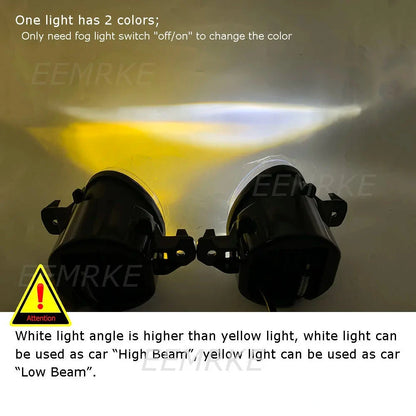 Fog Lights LED Clear Driving Lamp for Mitsubishi Pajero Montero gen 3 2001-2006 White + Yellow DRL